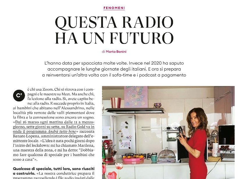 RadioGold su Donna Moderna con il progetto “Andrà tutto bene”