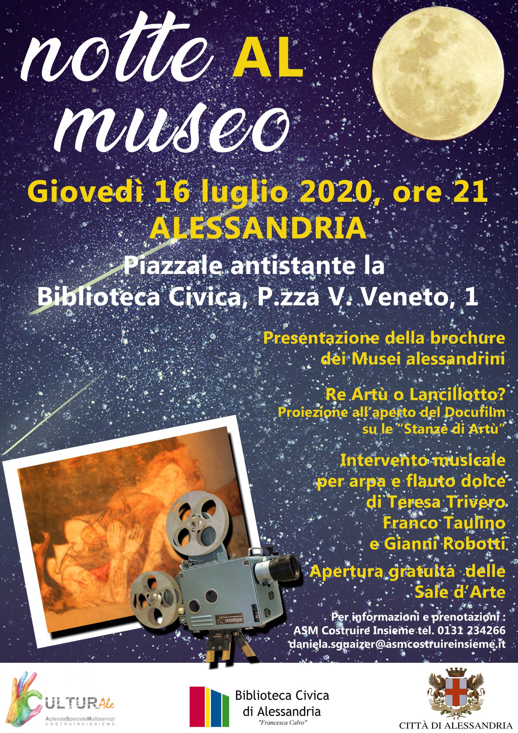 Notte AL Museo: progetti, musica e docufilm giovedì sera davanti alla Biblioteca di Alessandria