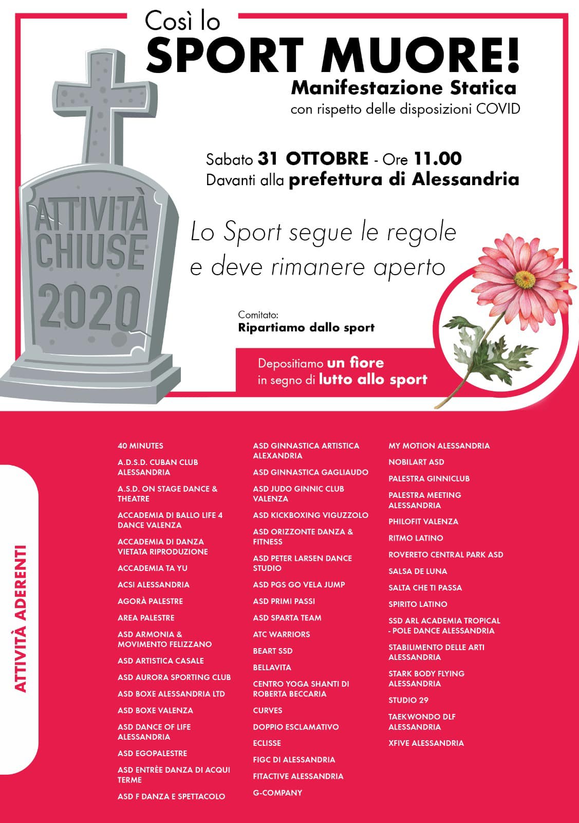 Il mondo dello sport, in lutto, protesta in piazza della Libertà