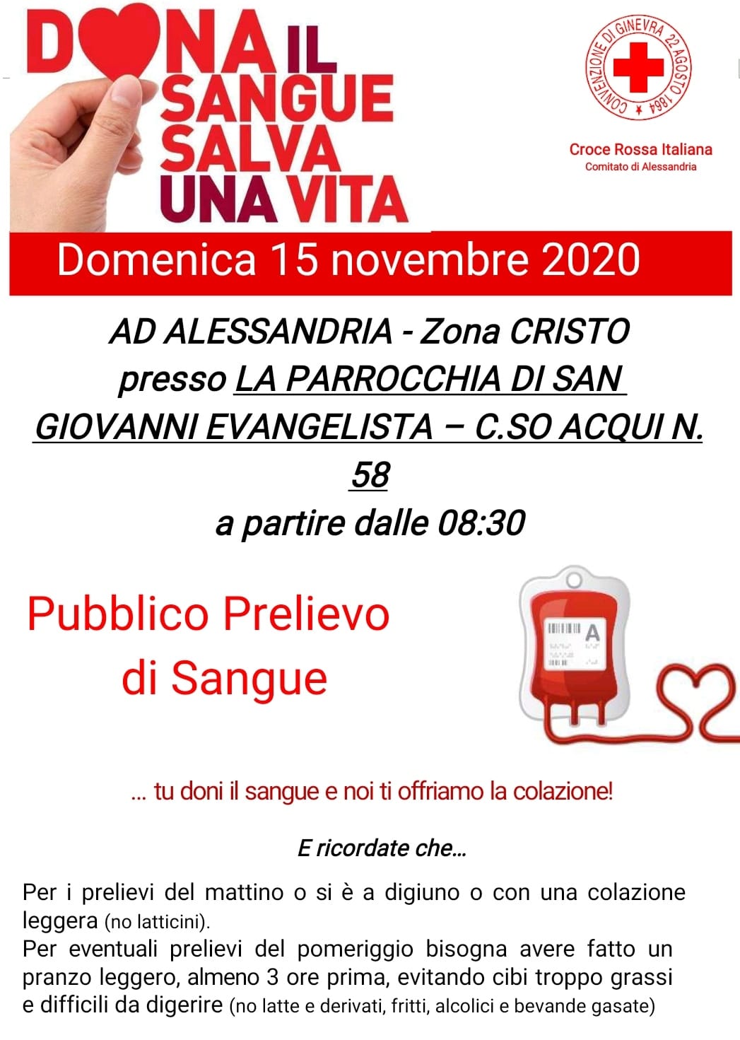 Domenica, al Cristo, pubblico prelievo di sangue per “Salvare una vita”