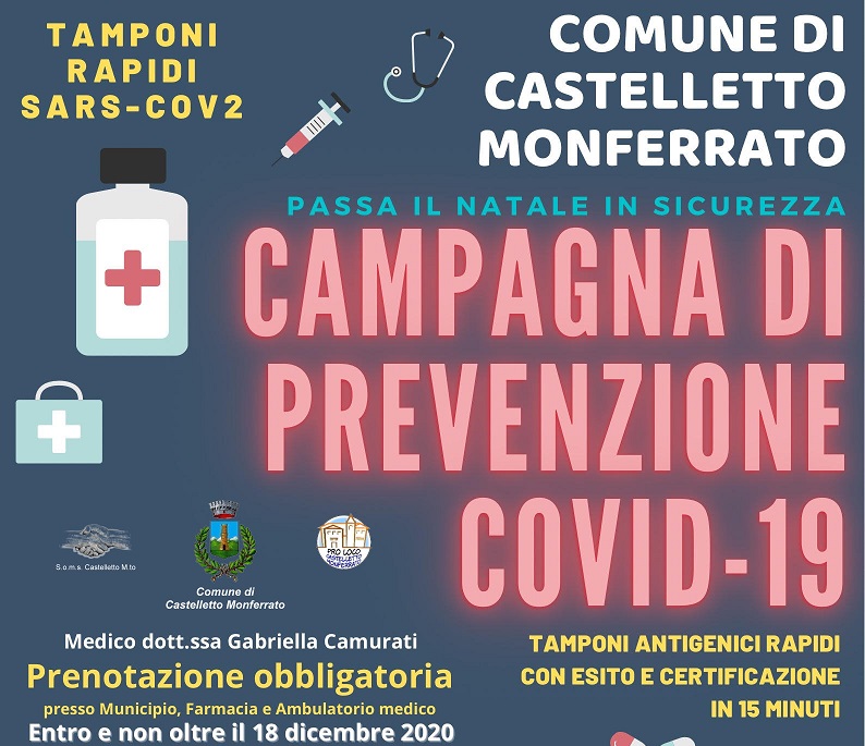 Due giorni di tamponi rapidi a Castelletto Monferrato: via alle prenotazioni