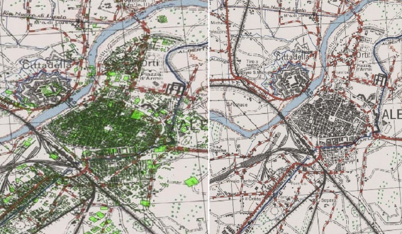 Alessandria ieri e oggi: ecco come si è ingrandita la città