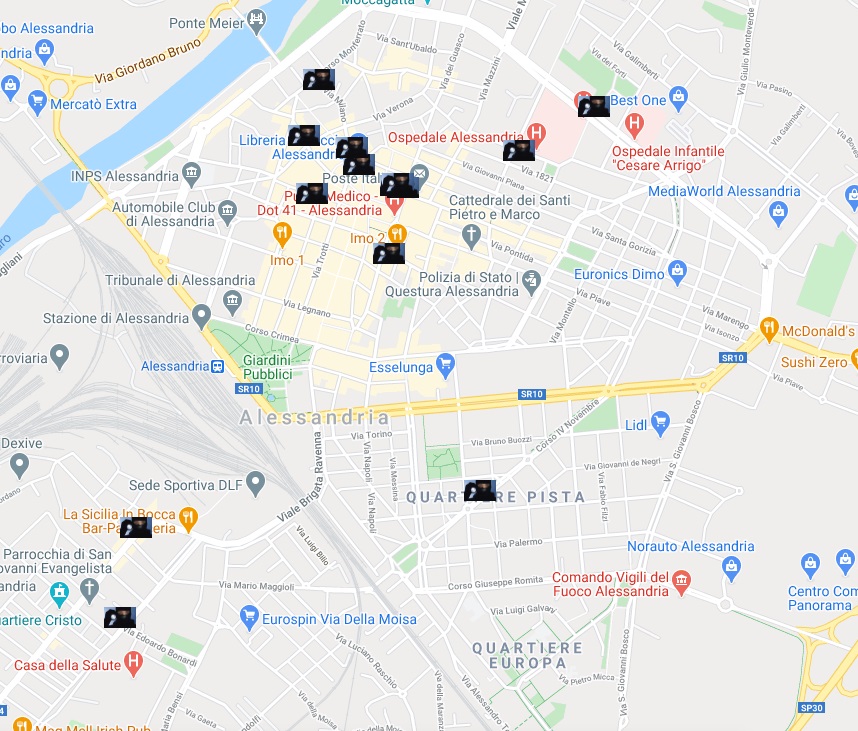 La mappa delle ultime spaccate avvenute ad Alessandria