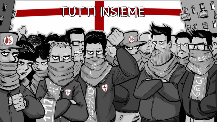 “Tutti insieme”: ecco la vignetta del fumettista alessandrino Dinaz per i Grigi