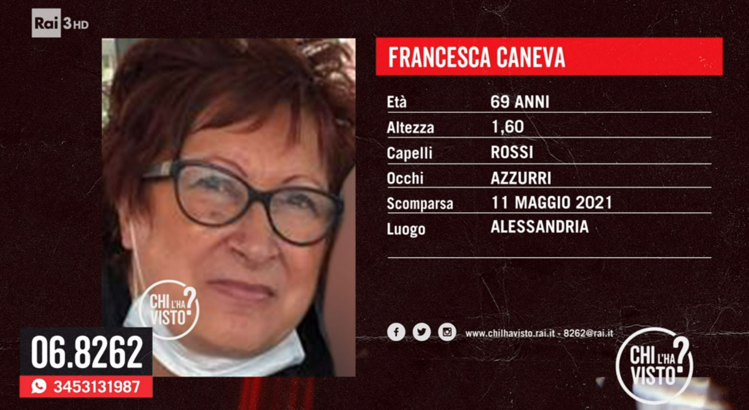 Alessandrina scomparsa: l’appello della figlia a “Chi l’ha visto?” per ritrovarla