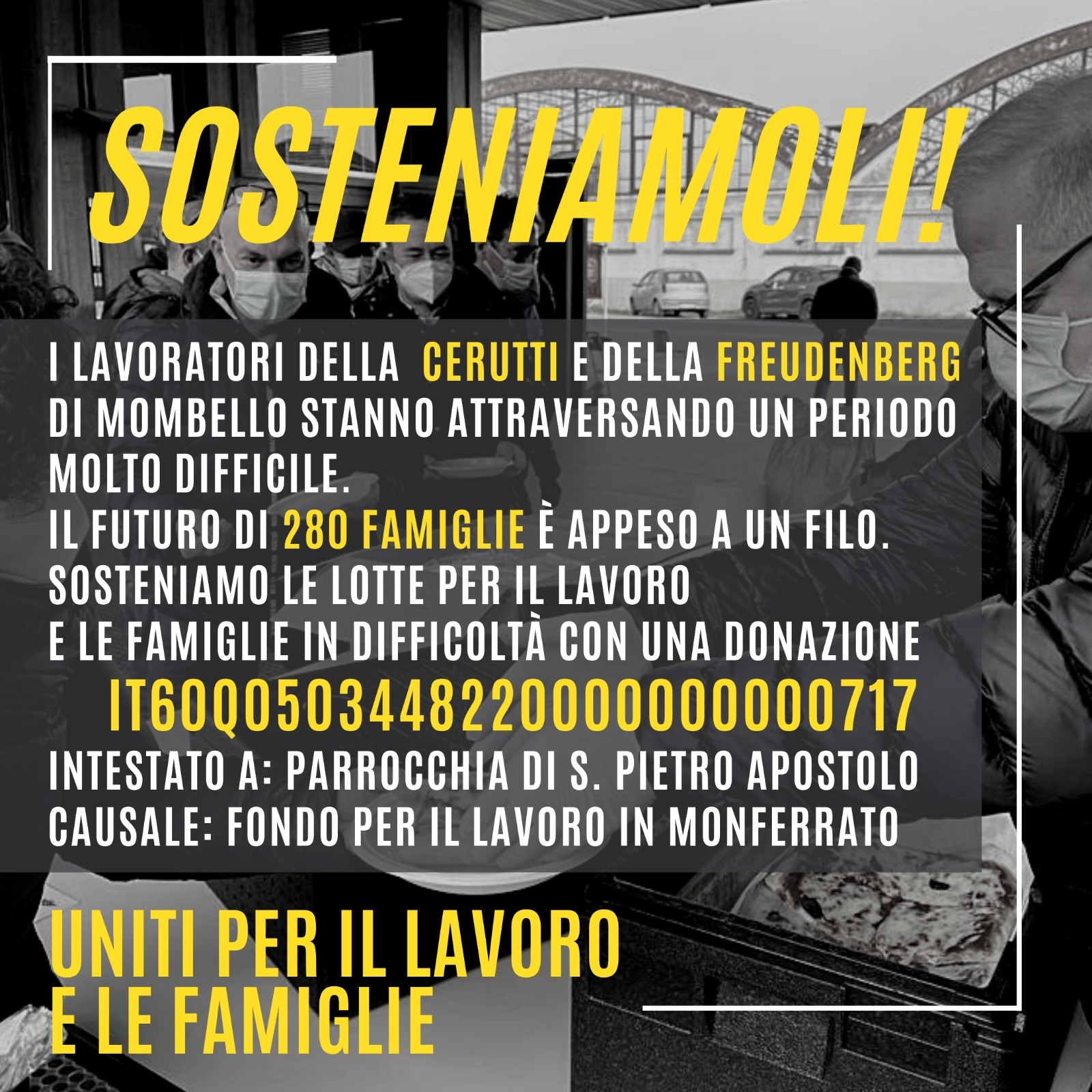 Raccolta fondi per sostenere i lavoratori Cerutti e Freudenberg