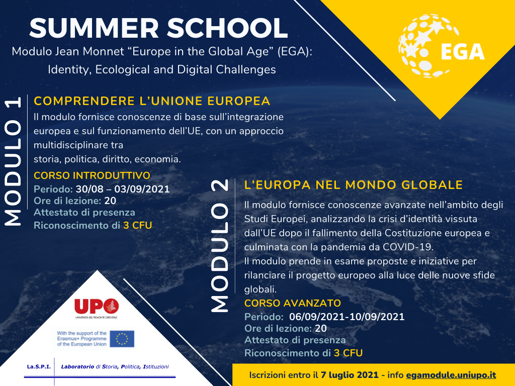 Al via le iscrizioni alla prima edizione della Summer School del progetto Ega