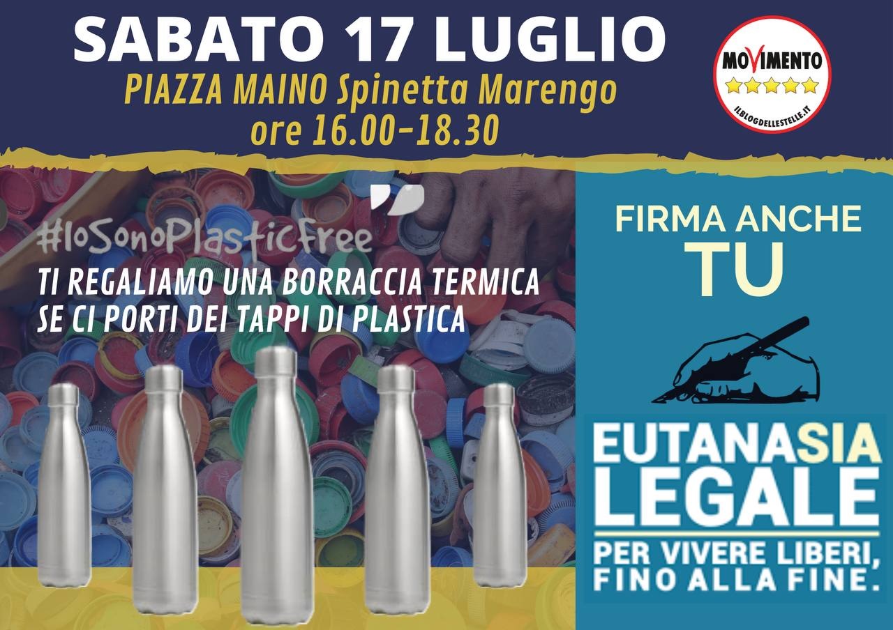 M5S: a Spinetta raccolta firme per il referendum sull’eutanasia e l’iniziativa #iosonoplasticfree