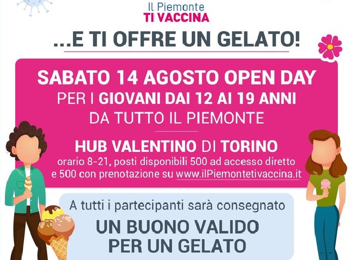Open Day al Valentino per 12-19enni il 14 agosto con un gelato a chi si vaccina