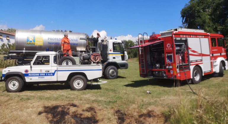 Incendi di sterpaglie a Castelletto d’Orba e Sezzadio: Vigili del Fuoco e Protezione Civile al lavoro