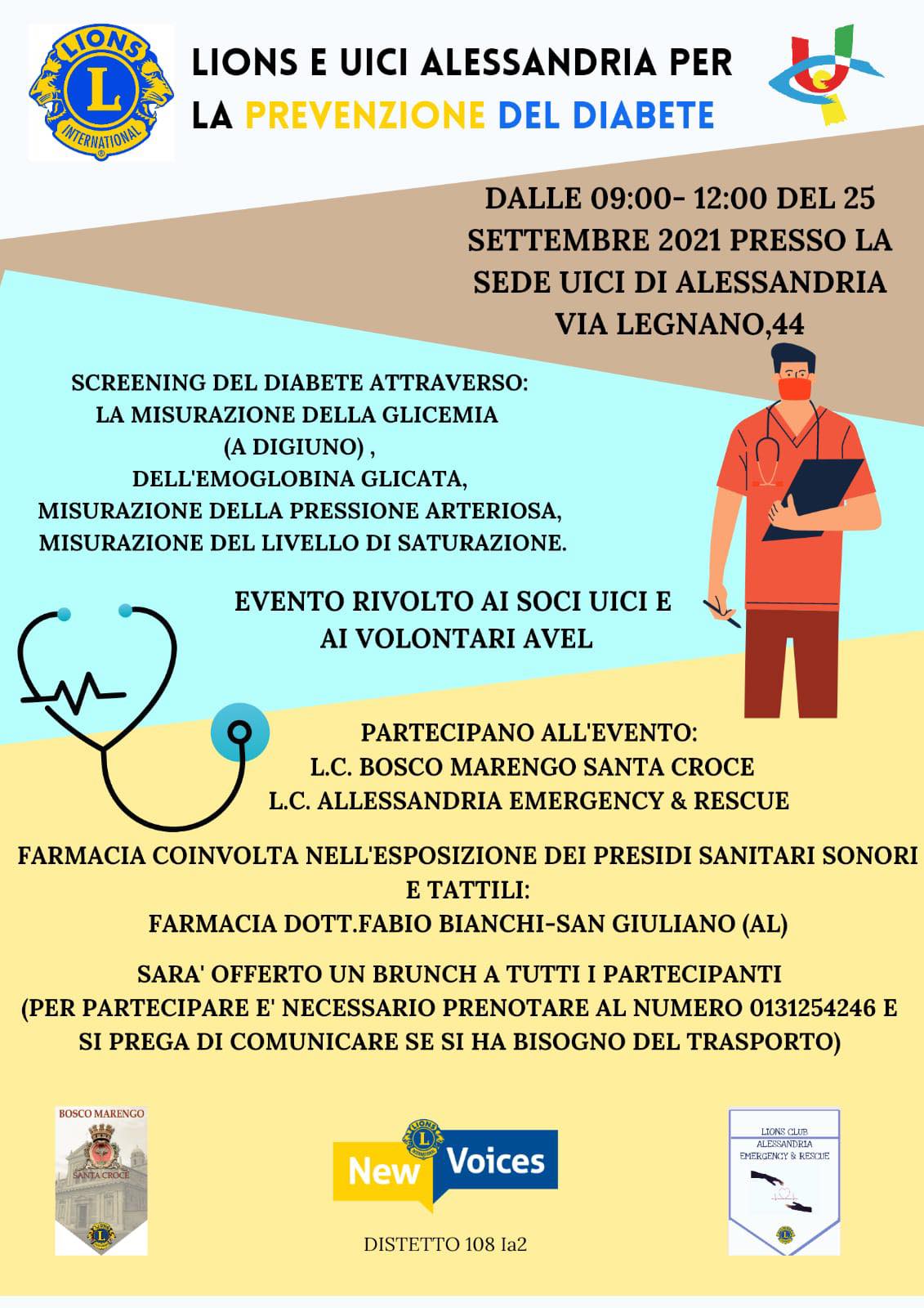 Screening per la prevenzione del diabete all’Unione ciechi di Alessandria
