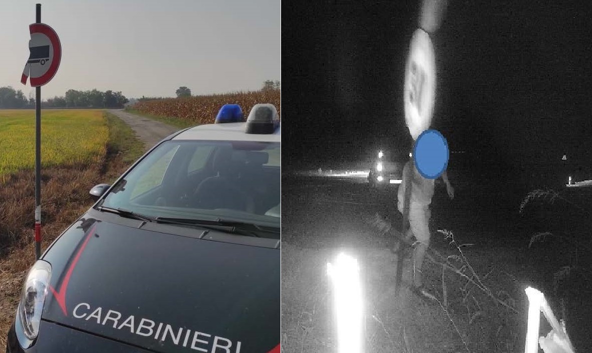 Distrugge i cartelli stradali ma una foto-trappola lo incastra: denunciato camionista