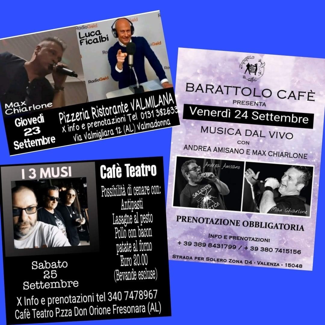 Musica e buon cibo per tre sere con Chiarlone, Amisano, I 3 musi e dj Ficalbi