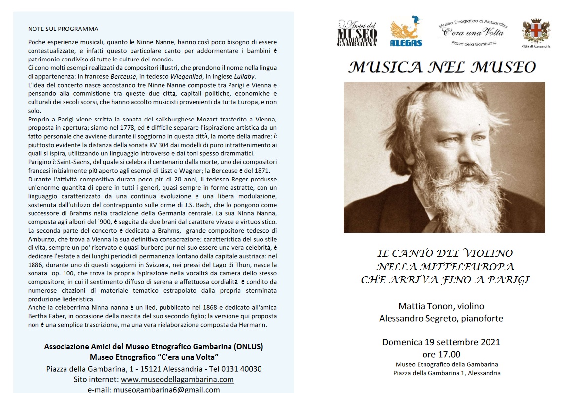 Il 19 settembre alla Gambarina “Il canto del violino nella Mitteleuropa che arriva fino a Parigi”