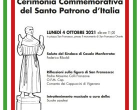 Il 4 ottobre a Casale Monferrato cerimonia commemorativa del Patrono d’Italia