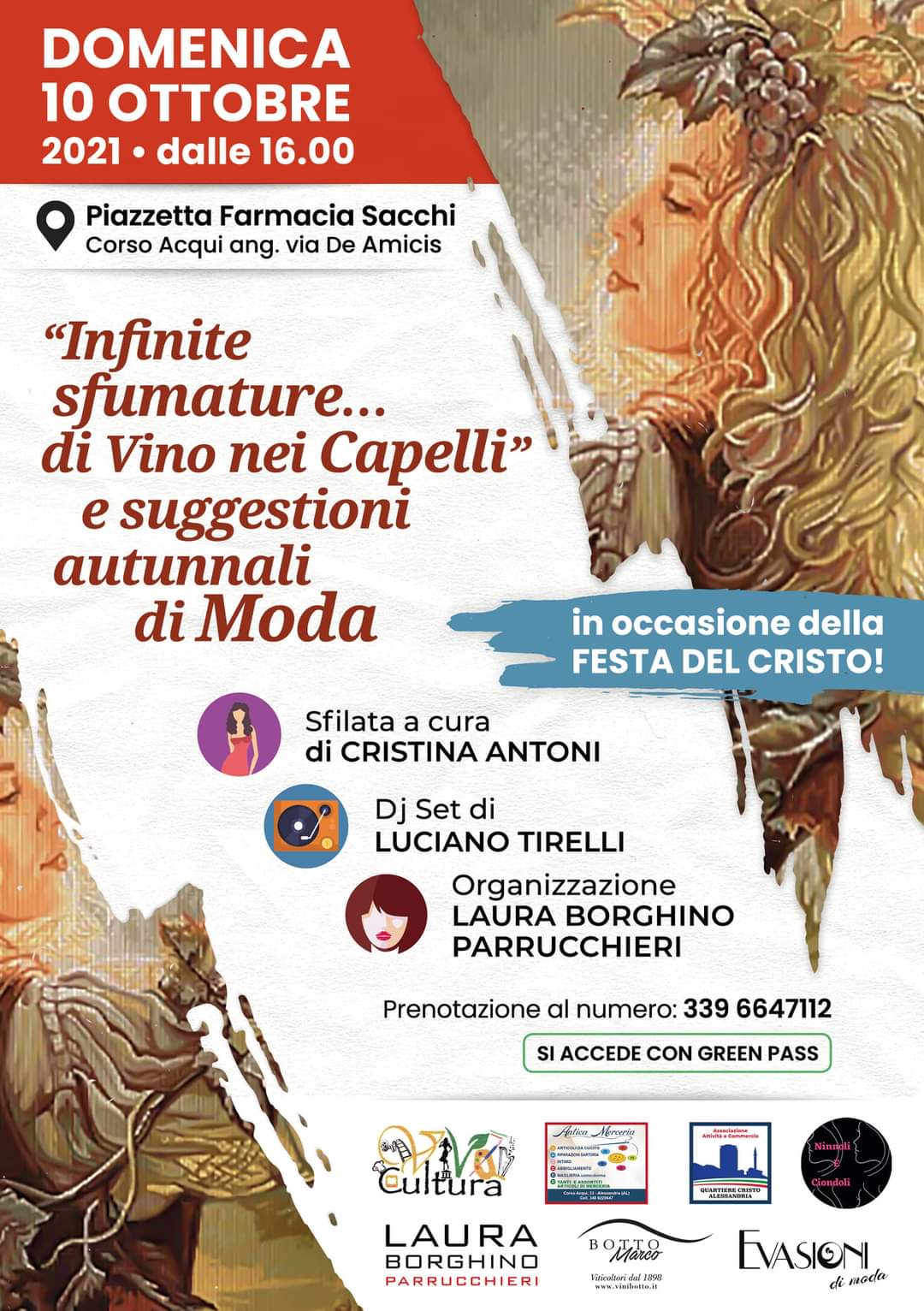 Il 10 ottobre “Infinite sfumature di vino nei capelli e suggestioni di moda” al Cristo