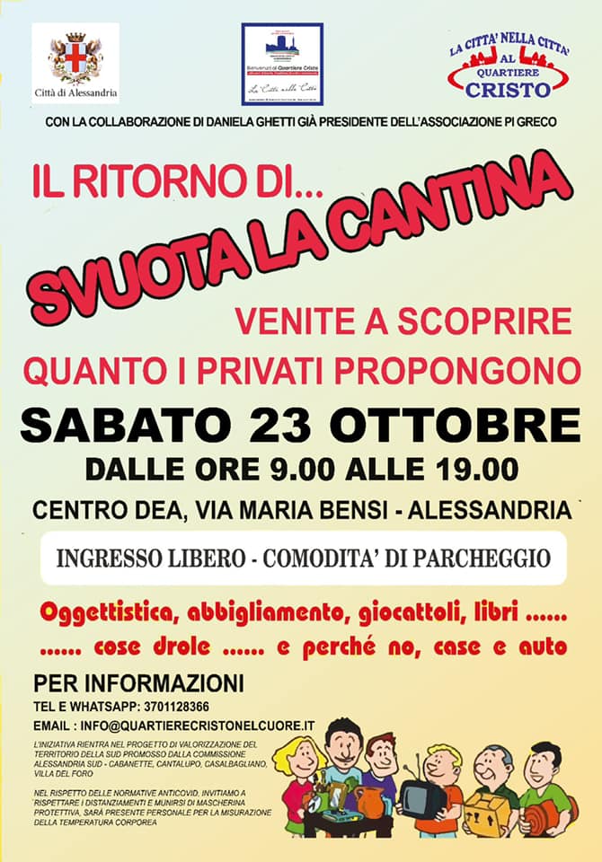 Il 23 ottobre torna Svuota la Cantina al quartiere Cristo di Alessandria