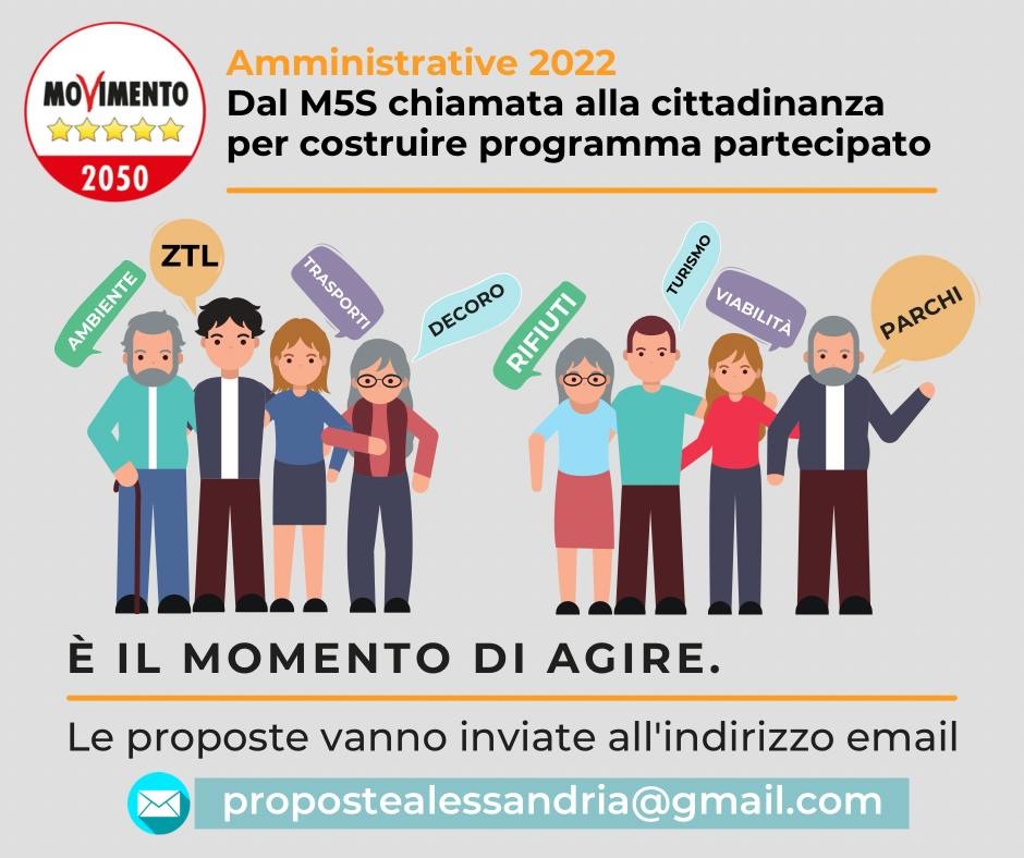 Elezioni 2022: M5S invita gli alessandrini a inviare proposte per migliorare la città