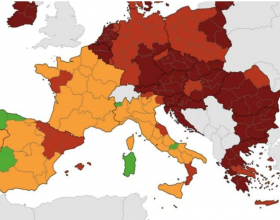 Il Piemonte scivola in zona gialla nella mappa UE sul rischio Covid