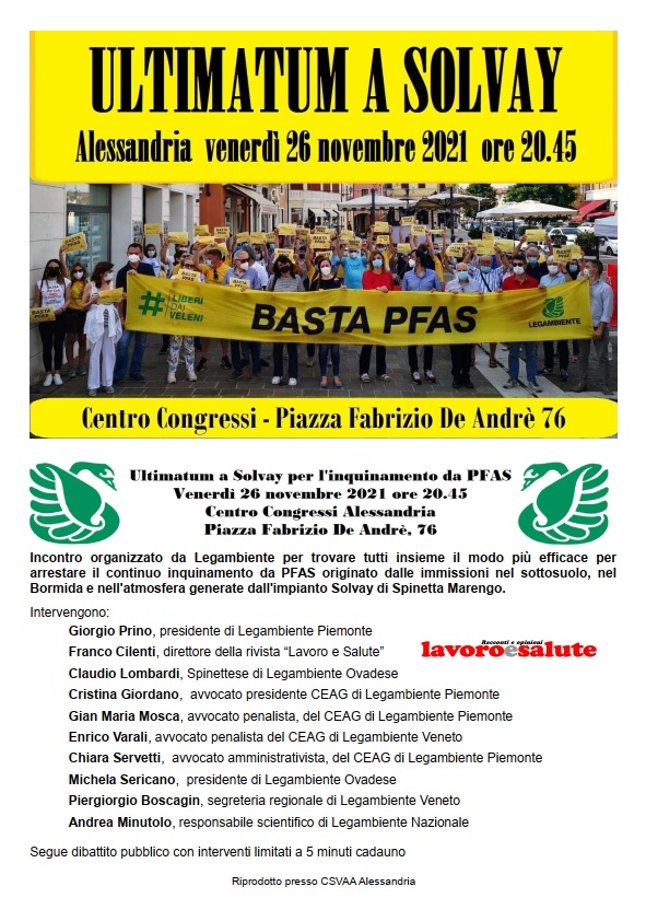 Il 26 novembre Legambiente organizza la serata “Ultimatum a Solvay”