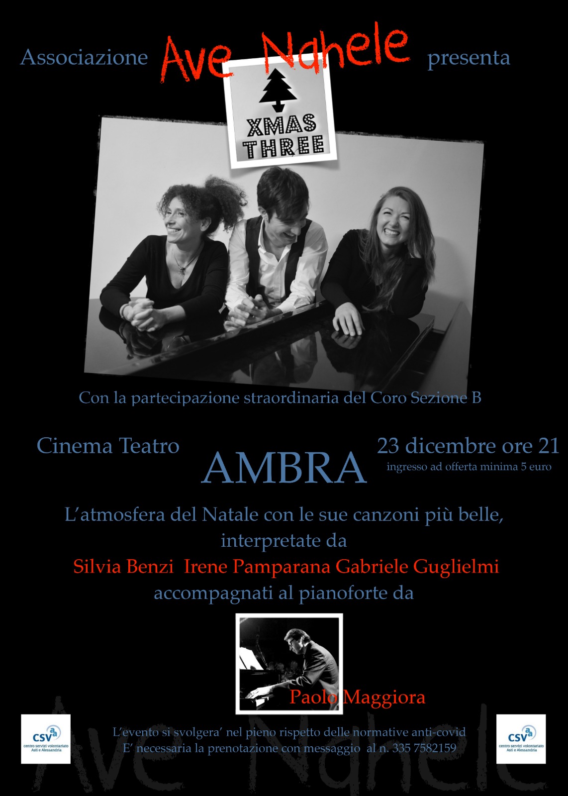 Il 23 dicembre canzoni di Natale al Teatro Ambra con Gli XmasThree