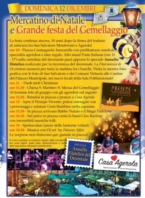 Il 12 dicembre Mercatino di Natale e Festa del Gemellaggio a San Salvatore