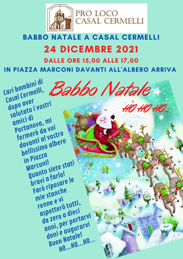 Il 24 dicembre Babbo Natale a Casal Cermelli