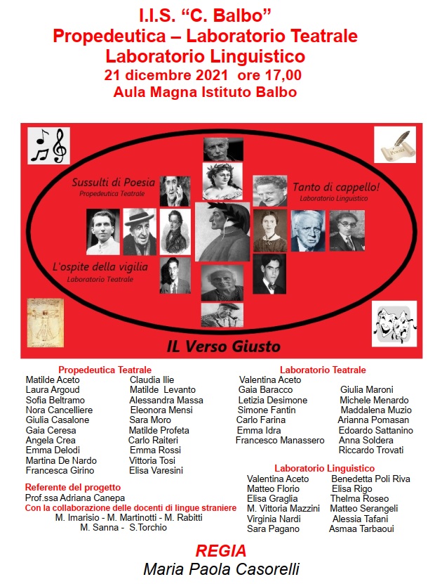 Il 21 dicembre lo spettacolo del laboratorio teatrale dell’Istituto Balbo di Casale