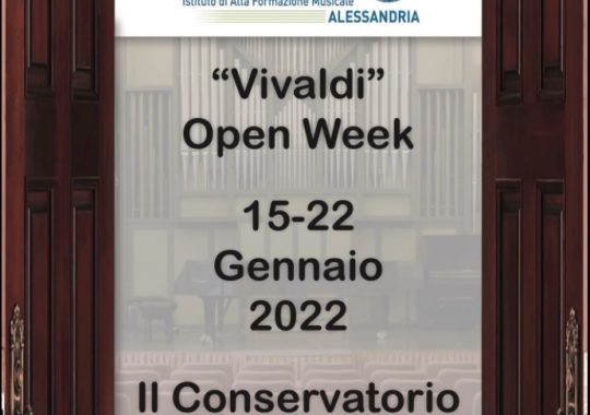 Dal 15 al 22 gennaio porte aperte al Conservatorio Vivaldi di Alessandria