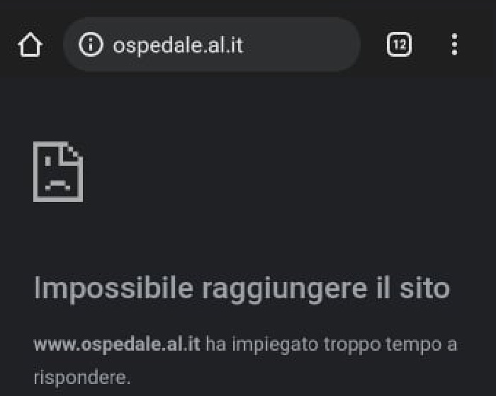 Il sito dell’Ospedale di Alessandria è offline: tecnici al lavoro per ripristinarlo