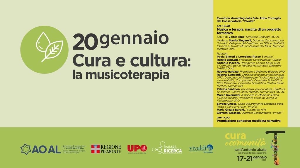 Il 20 gennaio l’incontro online “Musica e terapia: nascita di un progetto formativo”