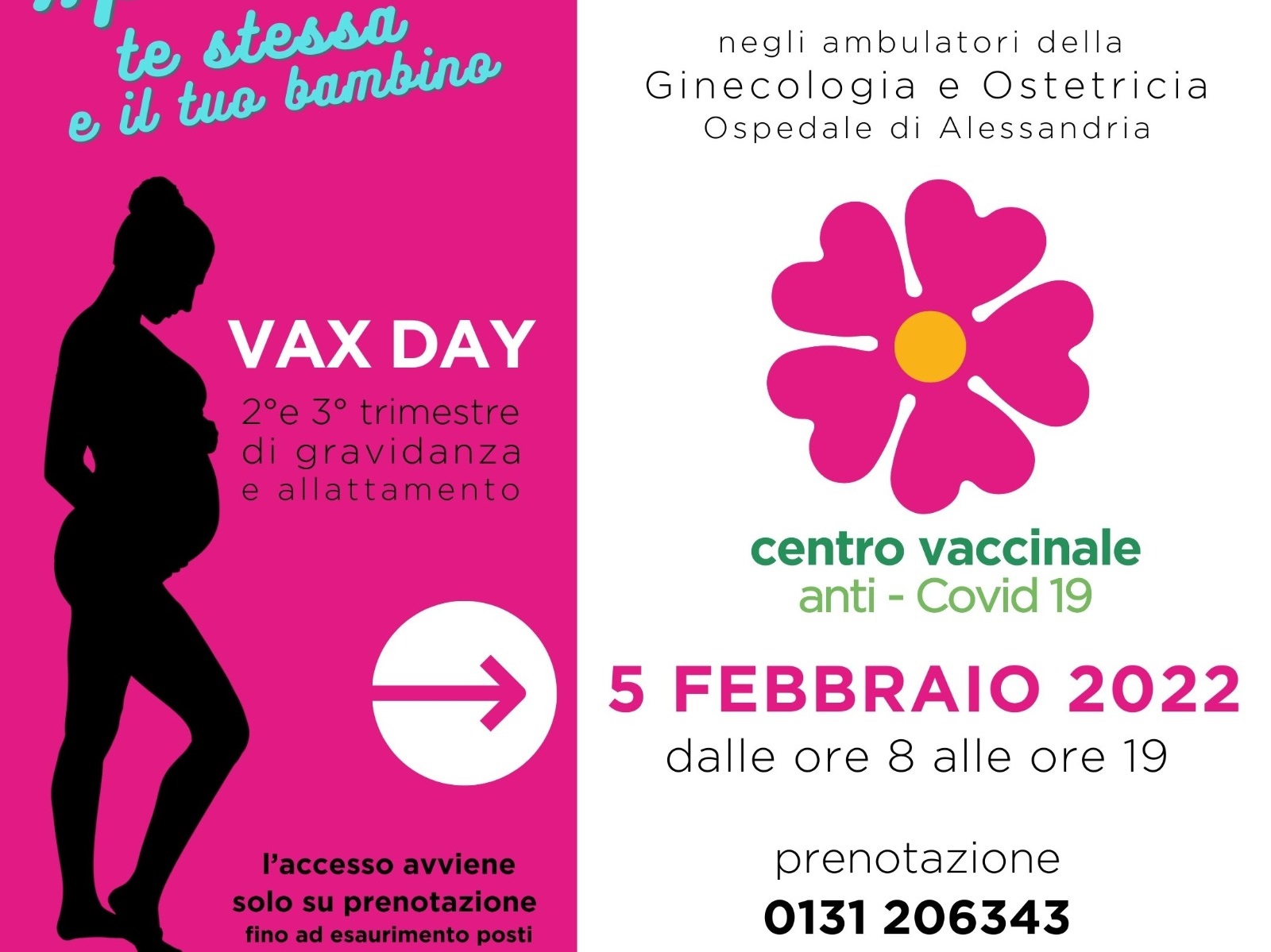 Il 5 febbraio ad Alessandria Vax Day per le donne in dolce attesa o in allattamento