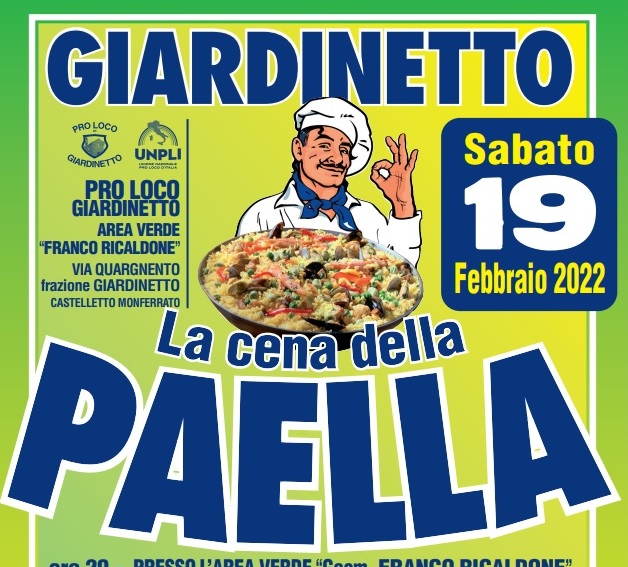 Il 19 febbraio “La cena della Paella” della Pro Loco di Giardinetto