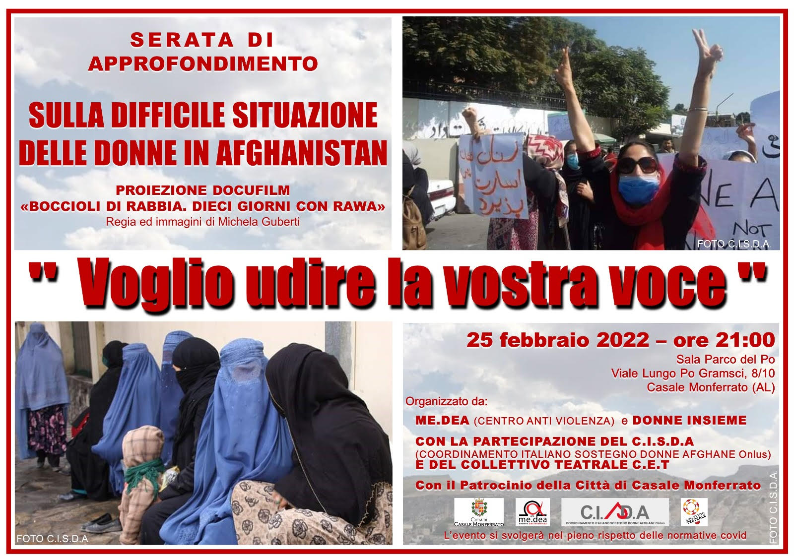 Il 25 febbraio a Casale Monferrato serata dedicata alla situazione delle donne in Afghanistan