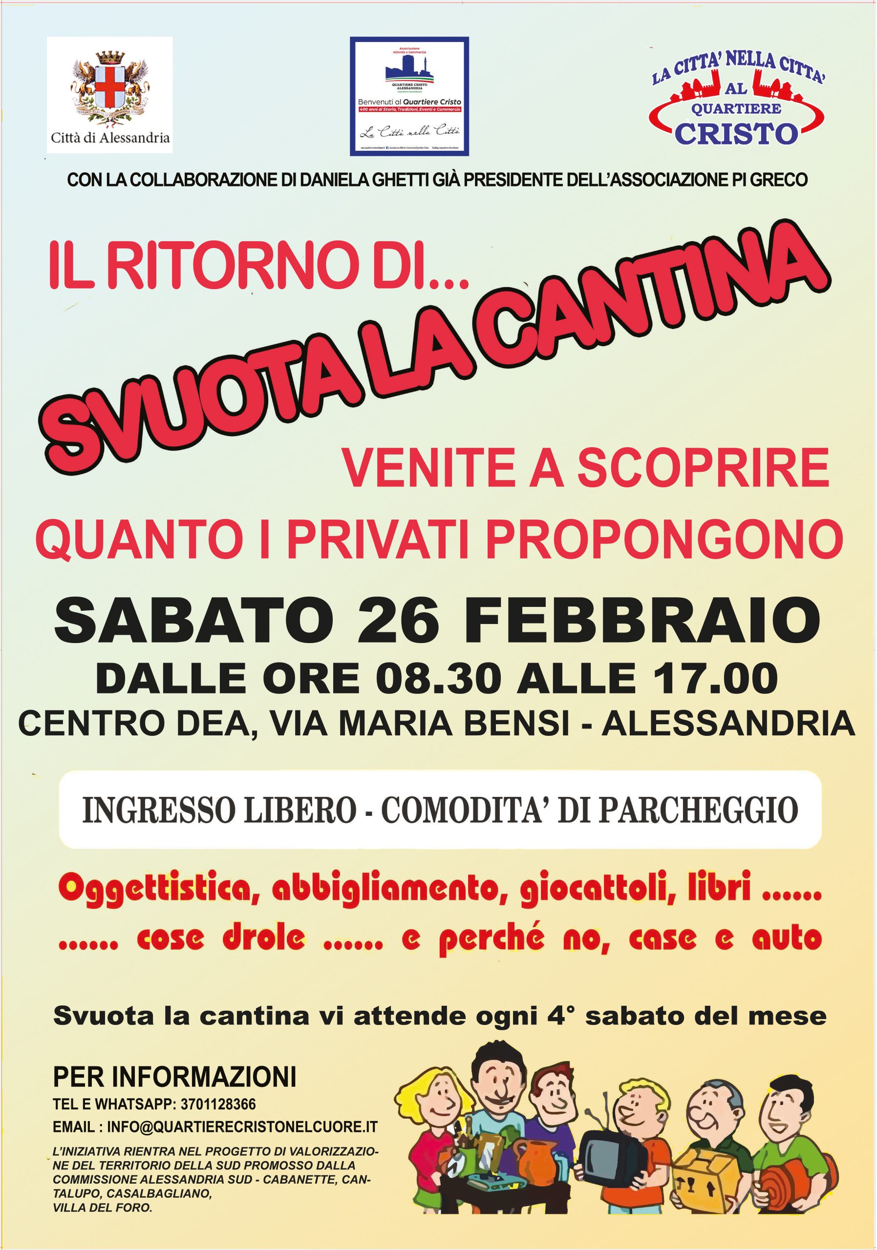 Il 26 febbraio torna Svuota la cantina al centro Dea del quartiere Cristo