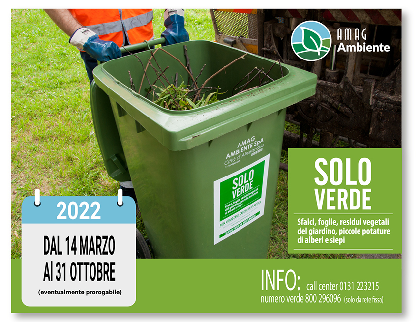 Dal 14 marzo raccolta gratuita del verde nei sobborghi di Alessandria: il calendario
