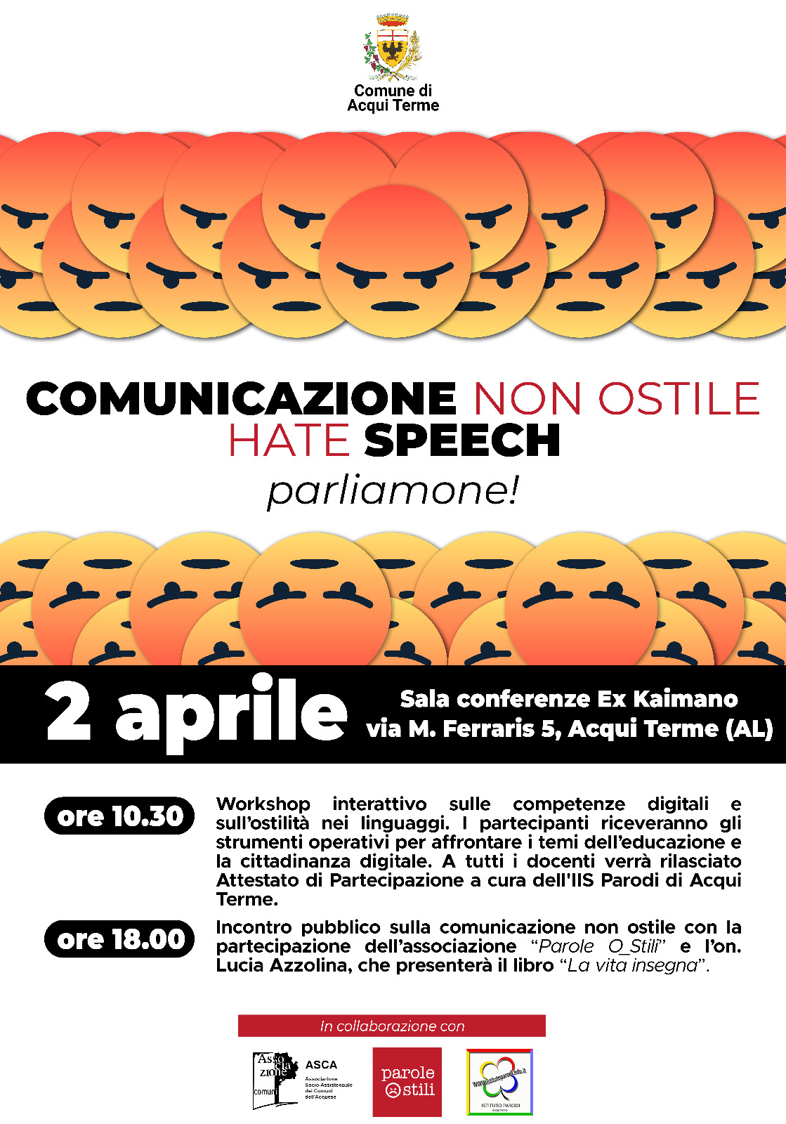 Il 2 aprile ad Acqui una giornata sulla sensibilizzazione contro l’odio in rete: ospite Lucia Azzolina