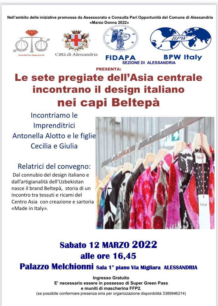 Il 12 marzo a Palazzo Melchionni “Le sete dell’Asia Centrale incontrano il design italiano”