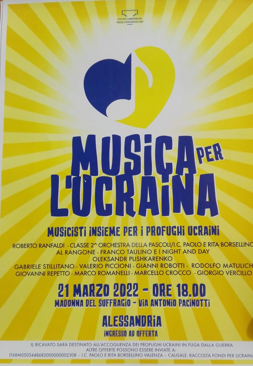 Il 21 marzo “Musica per l’Ucraina” nella parrocchia della Madonna del Suffragio di Alessandria