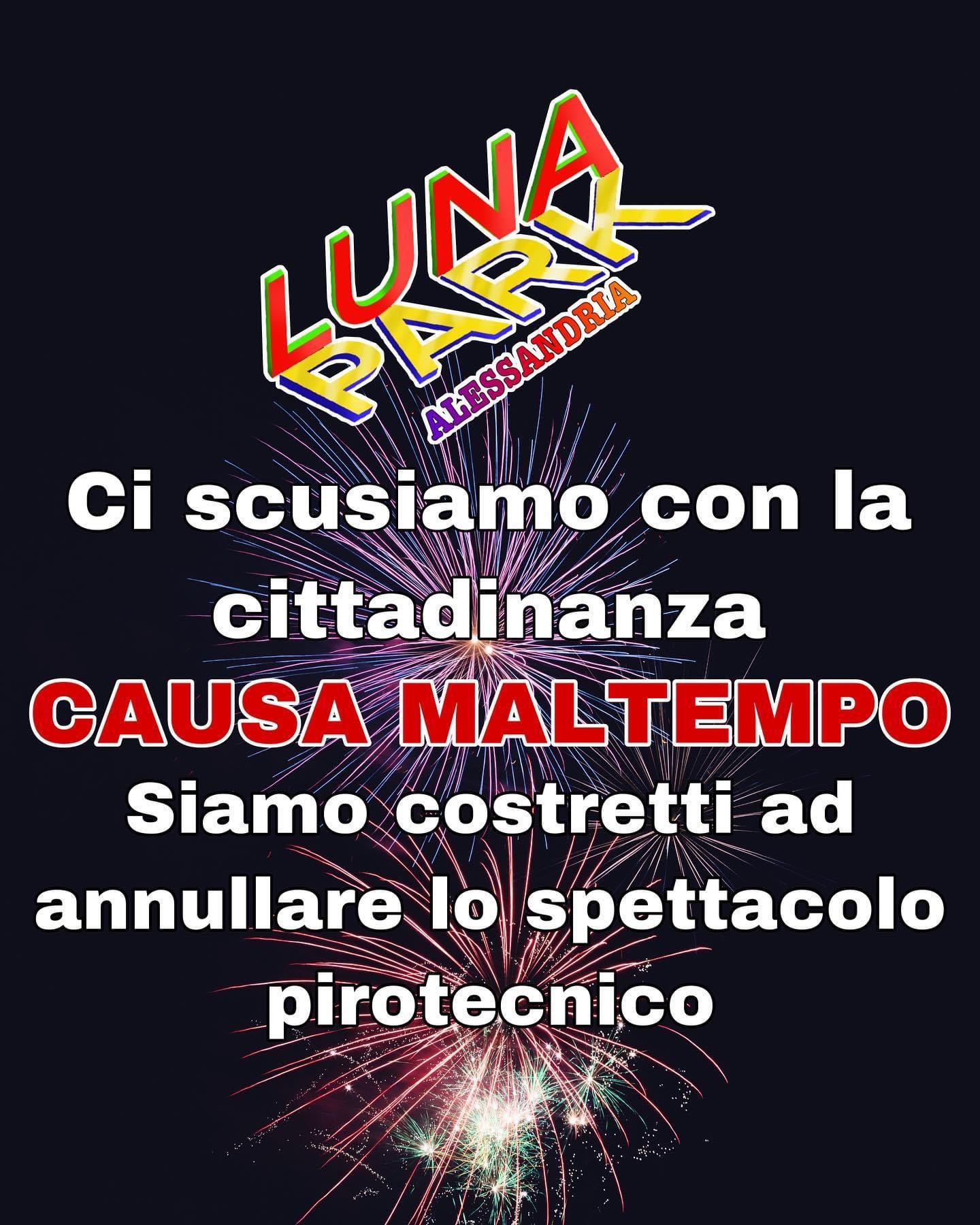 Annullato lo spettacolo pirotecnico al Luna Park