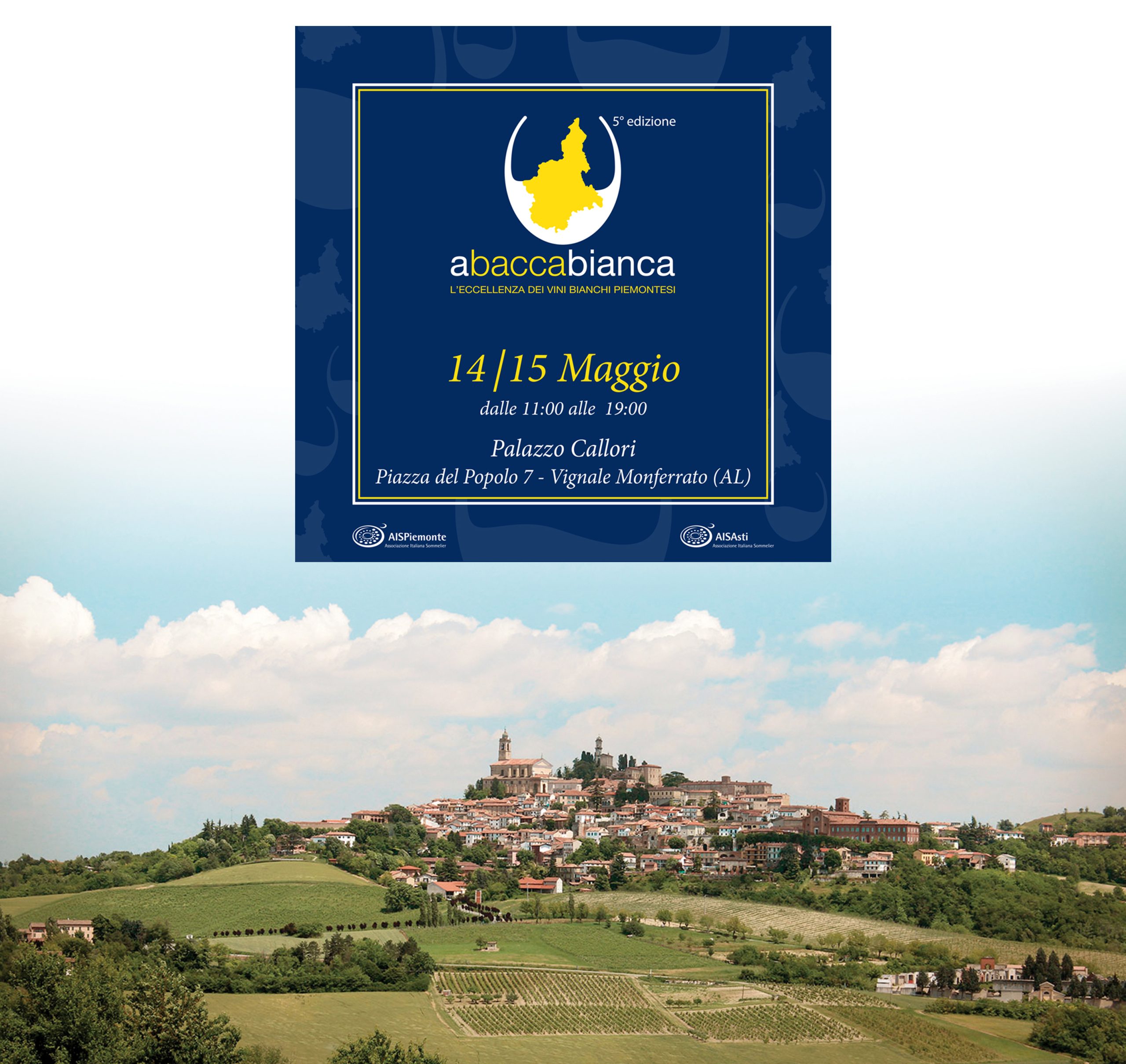 Il 14 e 15 maggio Abaccabianca 2022. I Vini Bianchi del Piemonte in scena a Vignale Monferrato