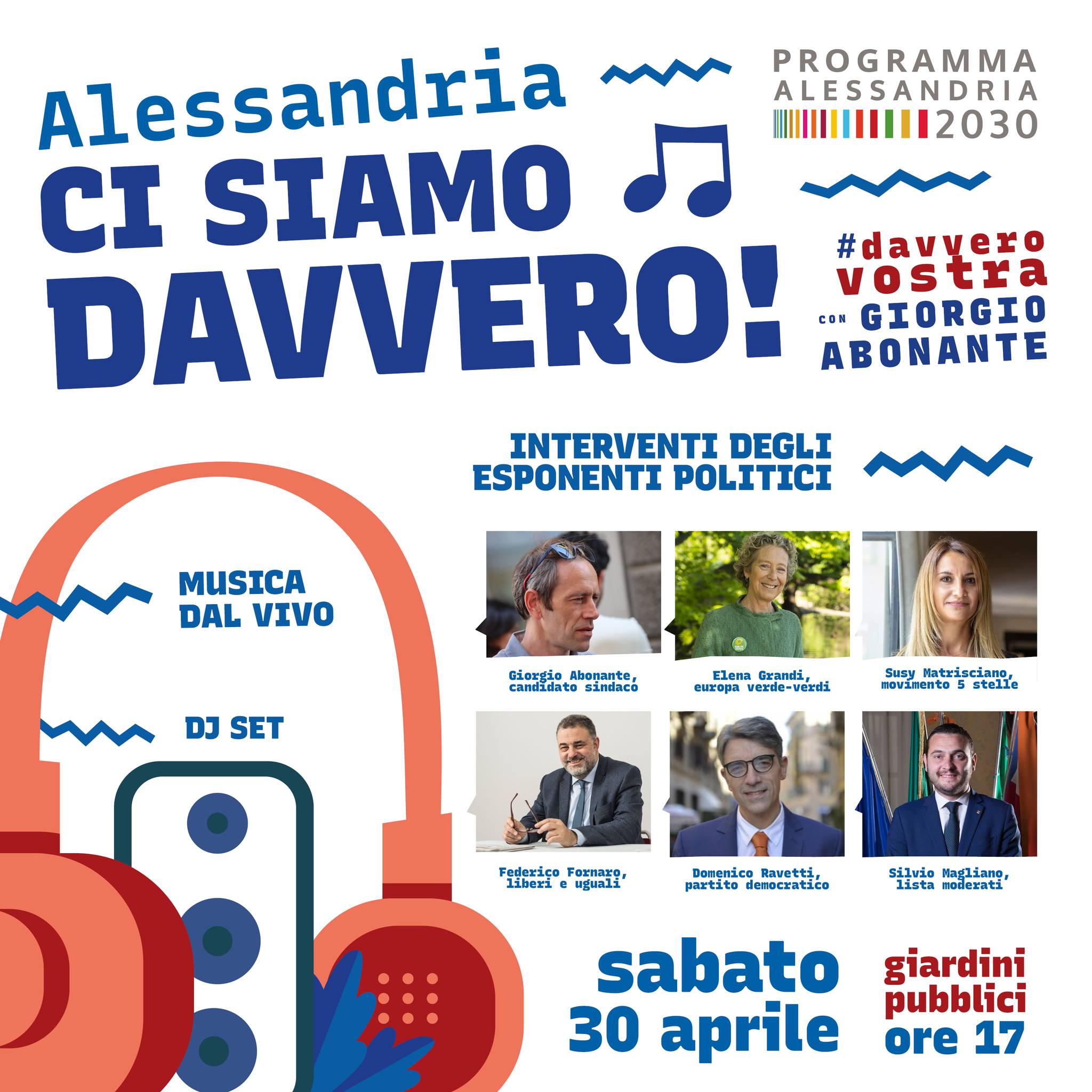 Elezioni Alessandria, il 30 aprile la coalizione del candidato Giorgio Abonante si presenta ai Giardini Pubblici
