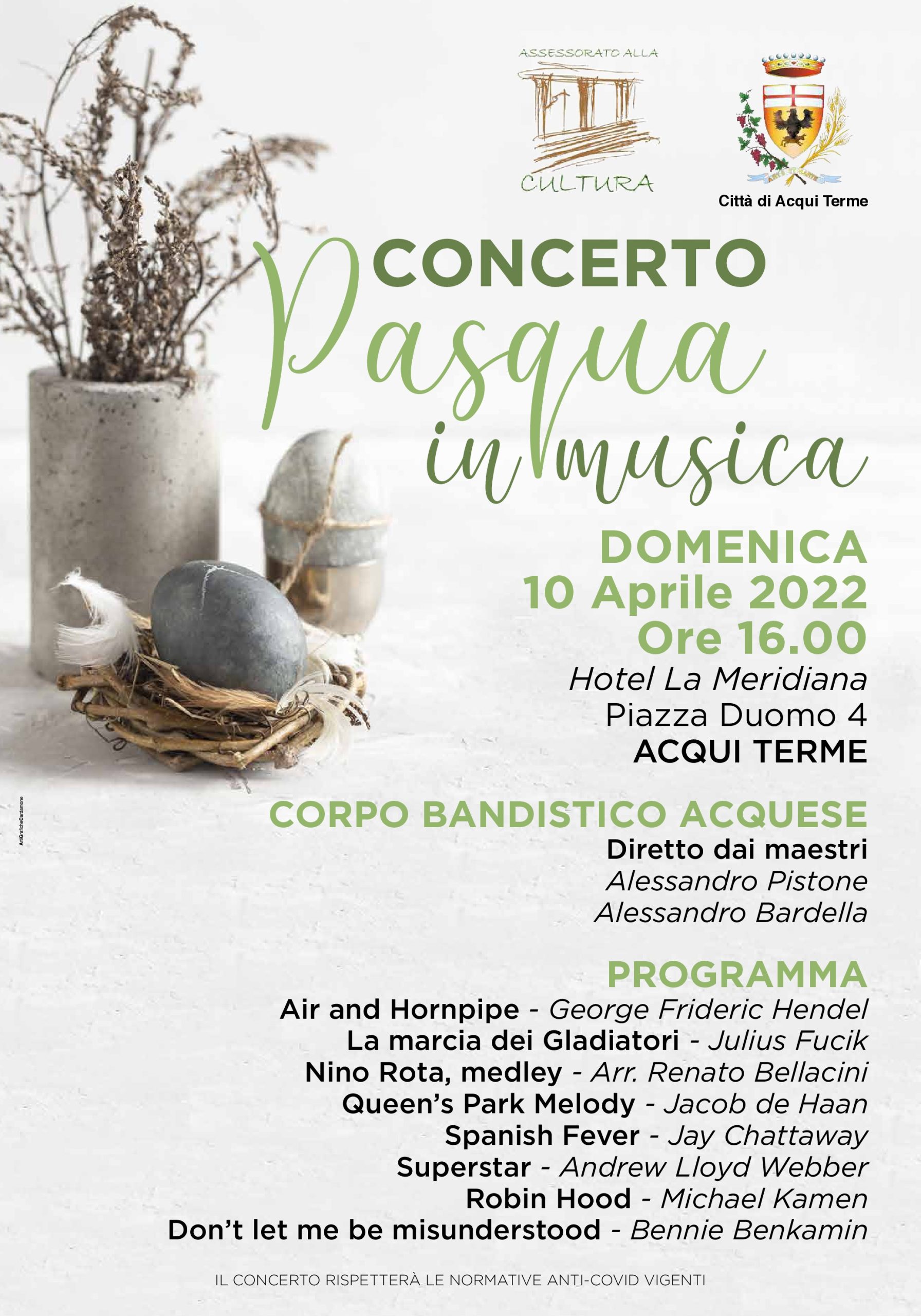 Il 10 aprile “Pasqua in musica” con il Corpo Bandistico Acquese
