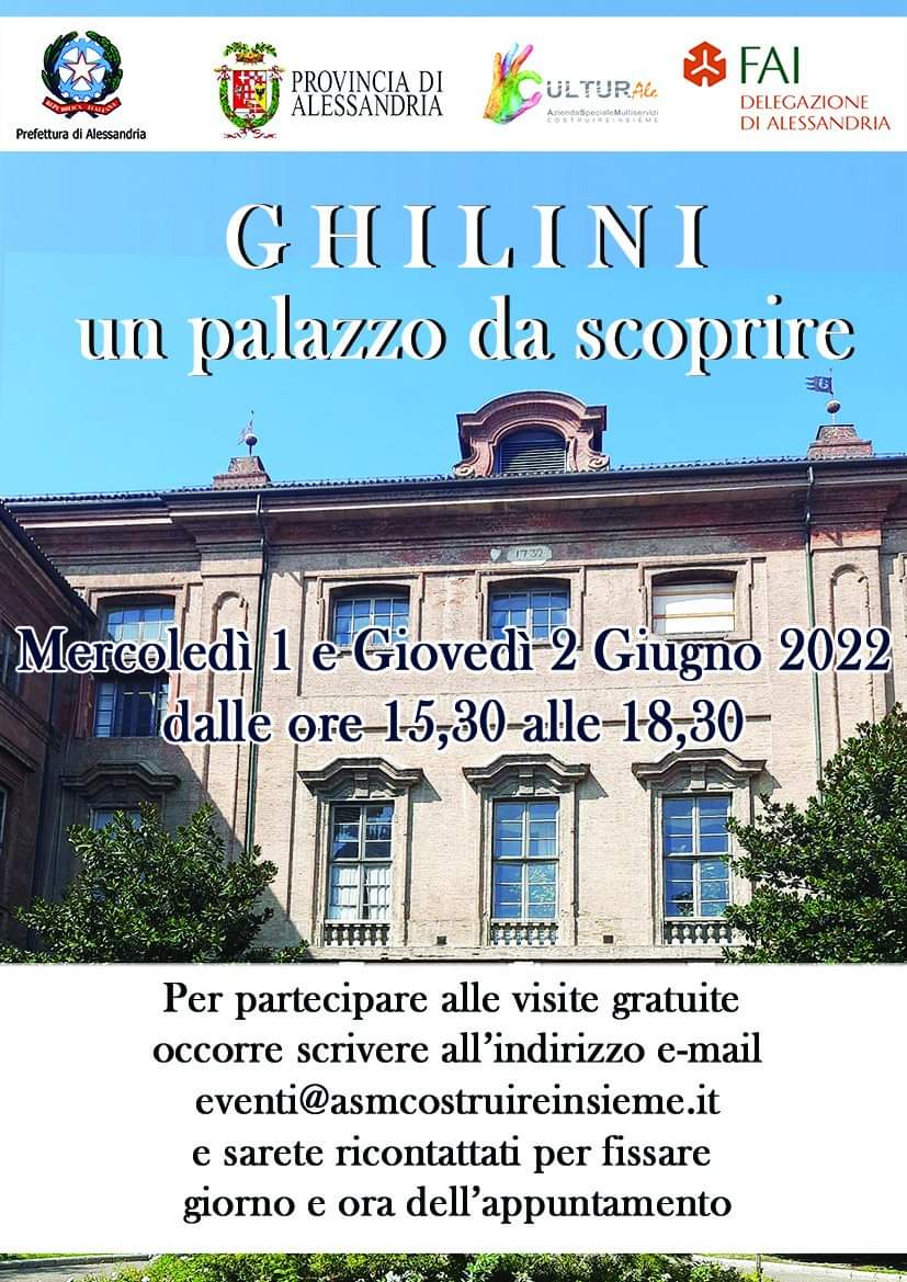 Il 1° e 2 giugno speciali visite alla scoperta di Palazzo Ghilini tra musica e personaggi in abiti d’epoca