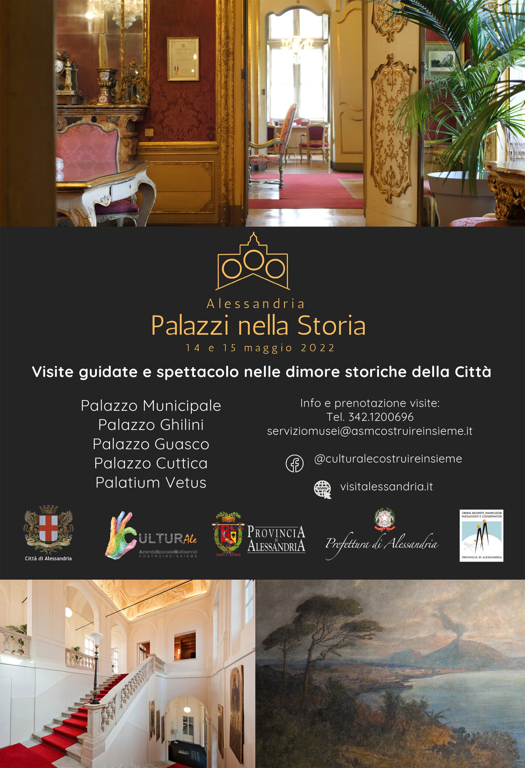 Il 14 e 15 maggio visite guidate e spettacoli nei palazzi storici di Alessandria