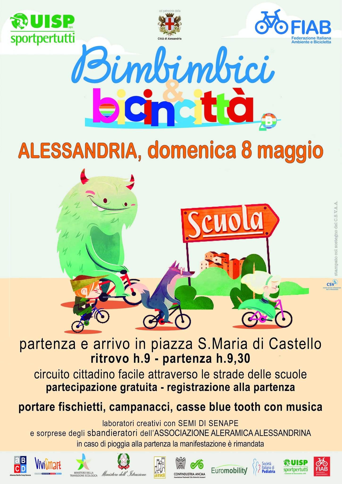 Domenica 8 maggio ad Alessandria “Bimbi in Bici e BicinCittà”