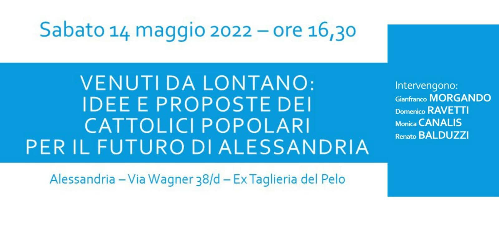 Elezioni Alessandria: il 14 maggio incontro sulle proposte dei cattolici popolari per il futuro della città
