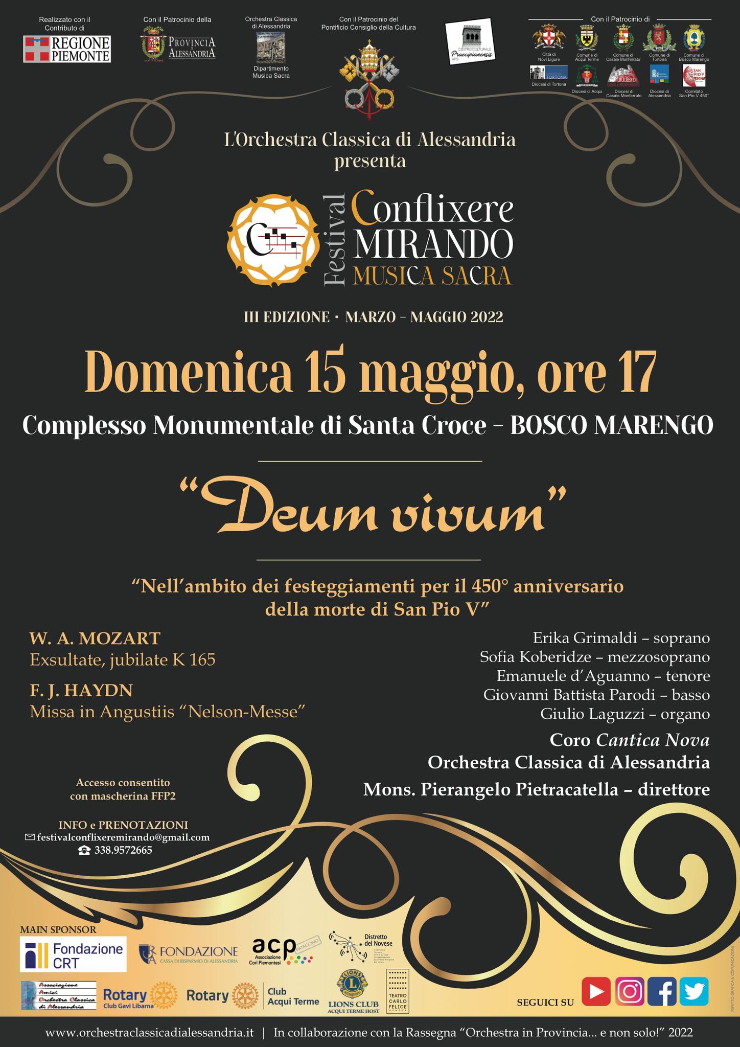 Il 15 maggio a Bosco Marengo ultimo concerto del Festival di musica sacra Conflixere Mirando”