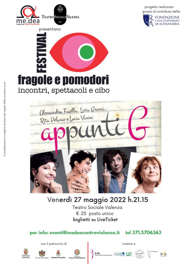 Il 27 maggio al Teatro Sociale di Valenza “Appunti G”