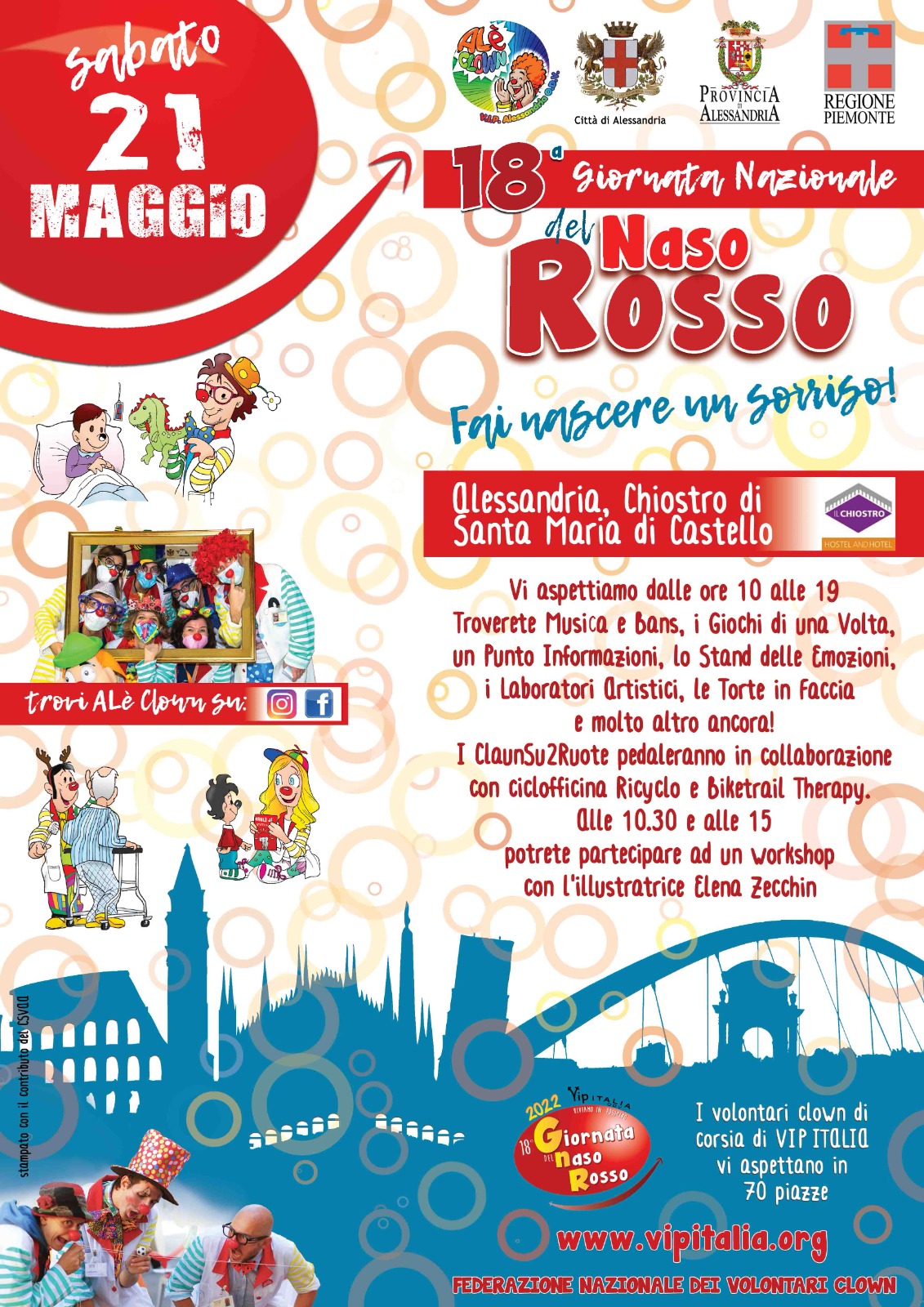Sabato 21 maggio la Giornata del Naso Rosso al Chiostro di Santa Maria di Castello